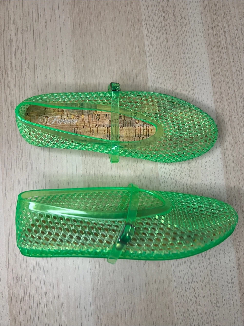 Transparent Green Jelly Mary Jane Flats, Women’s Size 7, Forever